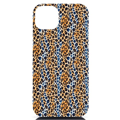 Blue Brown Leopard iPhone 14 Plus Black UV Print PC Hardshell Case from ArtsNow.com Front