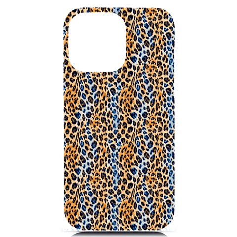 Blue Brown Leopard iPhone 14 Pro Max Black UV Print PC Hardshell Case from ArtsNow.com Front