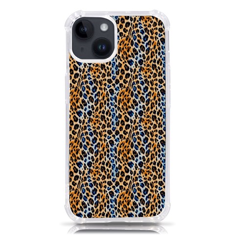 Blue Brown Leopard iPhone 14 TPU UV Print Case from ArtsNow.com Front