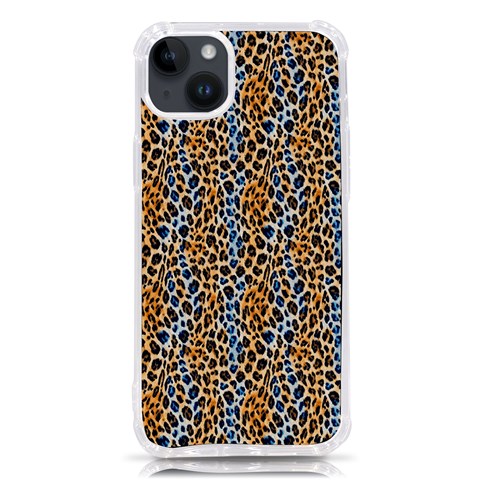Blue Brown Leopard iPhone 14 Plus TPU UV Print Case from ArtsNow.com Front