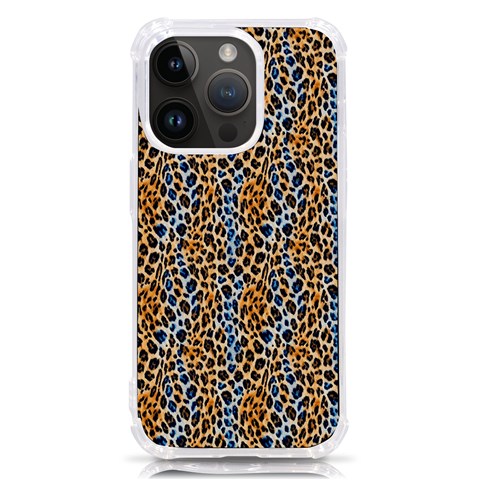 Blue Brown Leopard iPhone 14 Pro TPU UV Print Case from ArtsNow.com Front