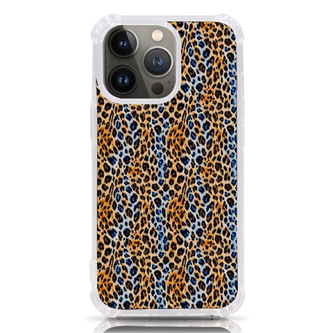 Blue Brown Leopard iPhone 13 Pro TPU UV Print Case from ArtsNow.com Front