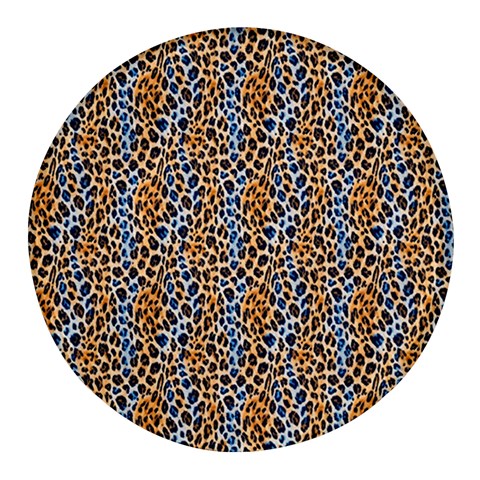 Blue Brown Leopard Round Glass Fridge Magnet (4 pack) from ArtsNow.com Front