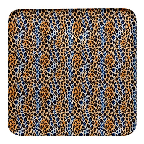 Blue Brown Leopard Square Glass Fridge Magnet (4 pack) from ArtsNow.com Front