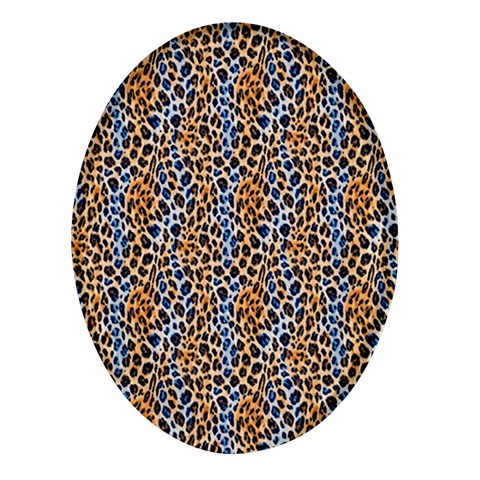 Blue Brown Leopard Oval Glass Fridge Magnet (4 pack) from ArtsNow.com Front