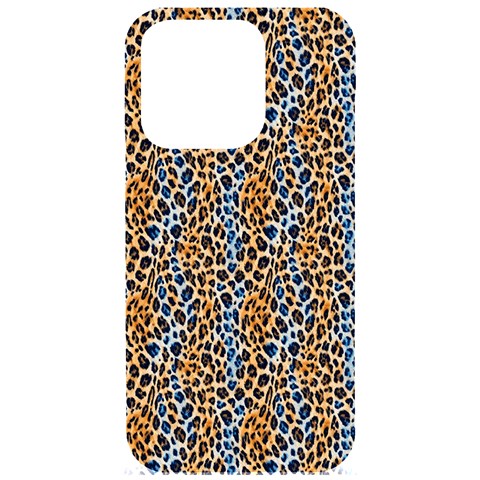 Blue Brown Leopard iPhone 15 Pro Black UV Print PC Hardshell Case from ArtsNow.com Front