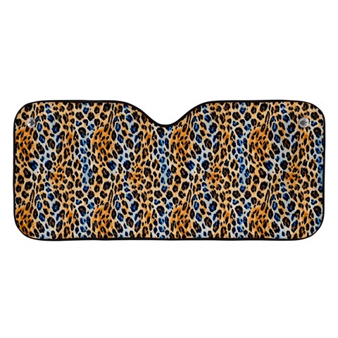 Blue Brown Leopard Car Windshield Sunshade from ArtsNow.com Front