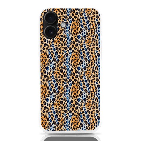Blue Brown Leopard iPhone 16 Plus TPU UV Print Case from ArtsNow.com Front