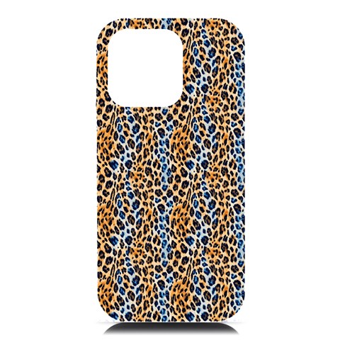Blue Brown Leopard iPhone 16 Pro Max Black UV Print PC Hardshell Case from ArtsNow.com Front
