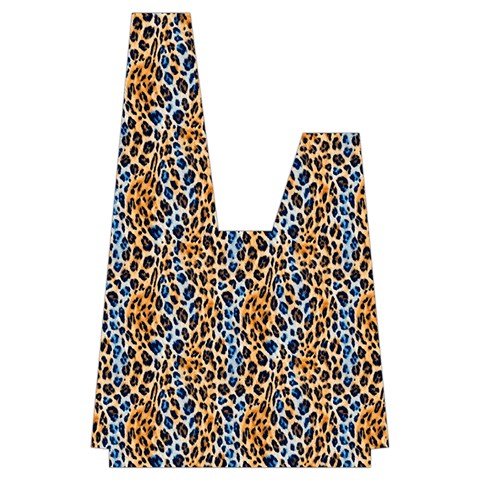 Blue Brown Leopard Japanese Wrist Knot Bag from ArtsNow.com Front