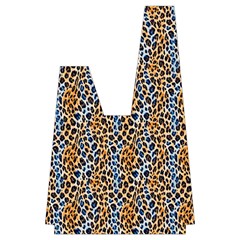 Blue Brown Leopard Japanese Wrist Knot Bag from ArtsNow.com Back