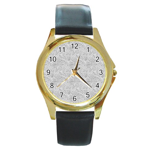 Light Grey Snake Round Gold Metal Watch from ArtsNow.com Front