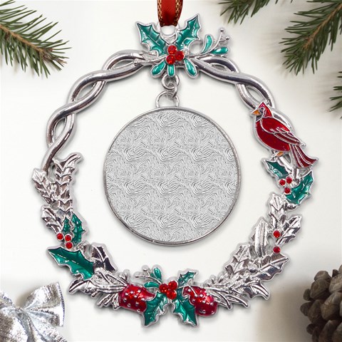 Light Grey Snake Metal X mas Wreath Holly leaf Ornament from ArtsNow.com Front
