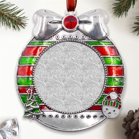 Light Grey Snake Metal X Mas Ribbon With Red Crystal Round Ornament from ArtsNow.com Front