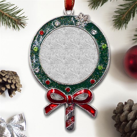 Light Grey Snake Metal X Mas Lollipop with Crystal Ornament from ArtsNow.com Front