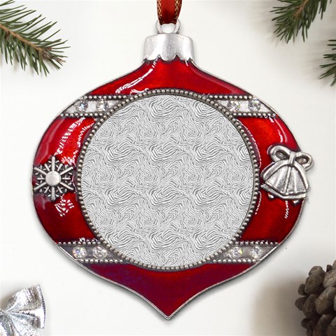 Light Grey Snake Metal Snowflake And Bell Red Ornament from ArtsNow.com Front