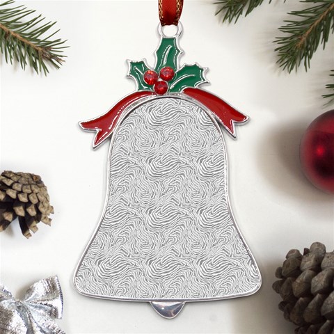 Light Grey Snake Metal Holly Leaf Bell Ornament from ArtsNow.com Front