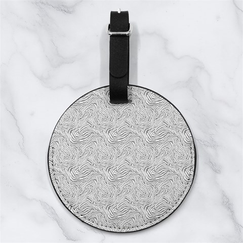 Light Grey Snake Nappa Leather Luggage Tag Round from ArtsNow.com Front