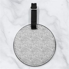 Light Grey Snake Nappa Leather Luggage Tag Round from ArtsNow.com Front