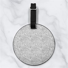 Light Grey Snake Nappa Leather Luggage Tag Round from ArtsNow.com Back