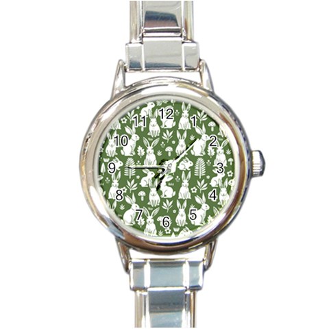 Easter bunny pattern Round Italian Charm Watch from ArtsNow.com Front