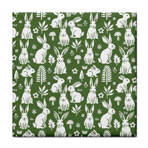 Easter bunny pattern Tile Coaster from ArtsNow.com Front
