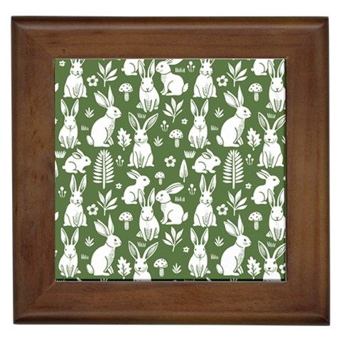 Easter bunny pattern Framed Tile from ArtsNow.com Front