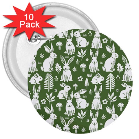 Easter bunny pattern 3  Buttons (10 pack)  from ArtsNow.com Front