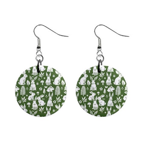 Easter bunny pattern Mini Button Earrings from ArtsNow.com Front