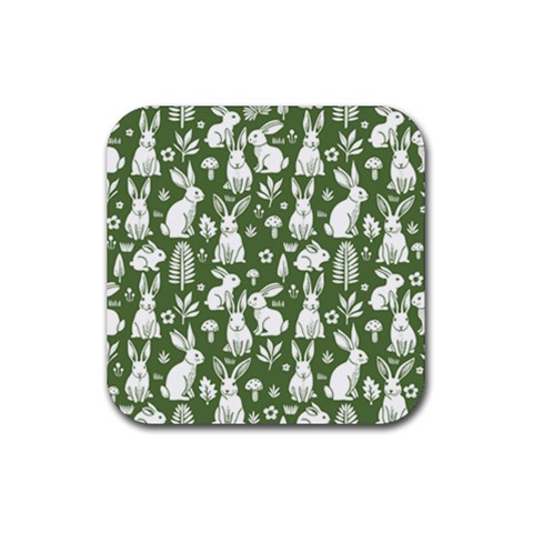 Easter bunny pattern Rubber Coaster (Square) from ArtsNow.com Front