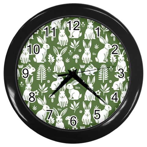 Easter bunny pattern Wall Clock (Black) from ArtsNow.com Front