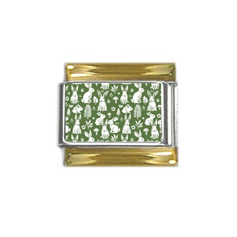 Easter bunny pattern Gold Trim Italian Charm (9mm) from ArtsNow.com Front