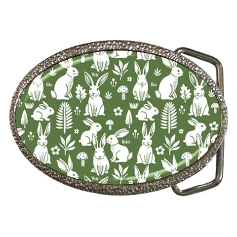 Easter bunny pattern Belt Buckles from ArtsNow.com Front