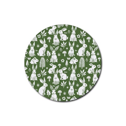 Easter bunny pattern Rubber Round Coaster (4 pack) from ArtsNow.com Front