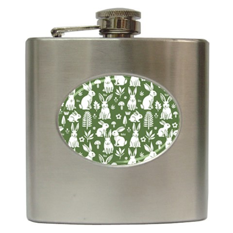 Easter bunny pattern Hip Flask (6 oz) from ArtsNow.com Front