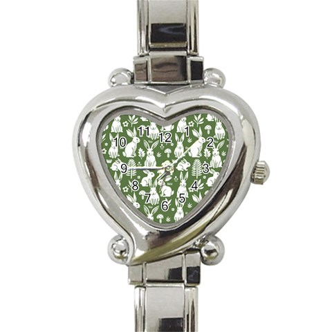 Easter bunny pattern Heart Italian Charm Watch from ArtsNow.com Front