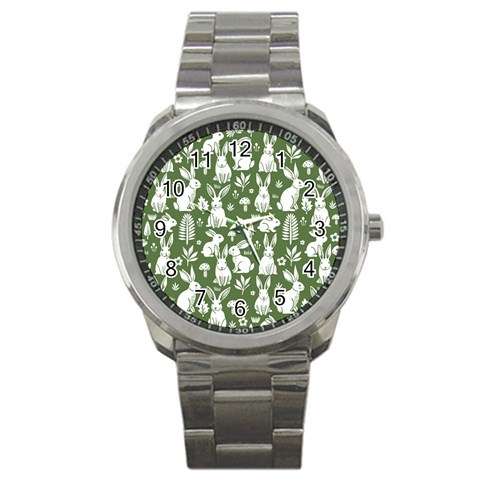 Easter bunny pattern Sport Metal Watch from ArtsNow.com Front