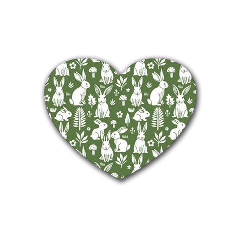 Easter bunny pattern Rubber Coaster (Heart) from ArtsNow.com Front