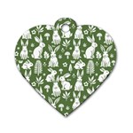 Easter bunny pattern Dog Tag Heart (Two Sides)