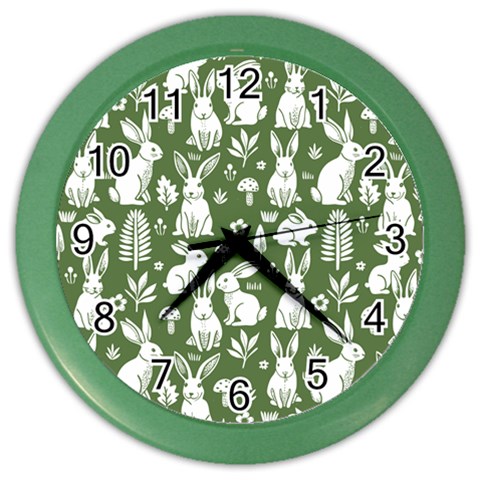 Easter bunny pattern Color Wall Clock from ArtsNow.com Front