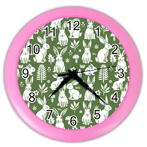 Easter bunny pattern Color Wall Clock from ArtsNow.com Front