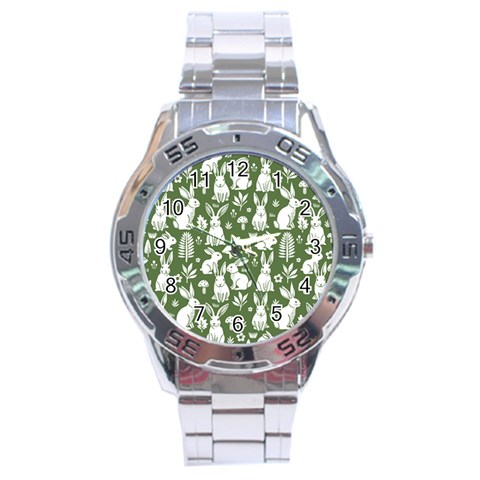 Easter bunny pattern Stainless Steel Analogue Watch from ArtsNow.com Front