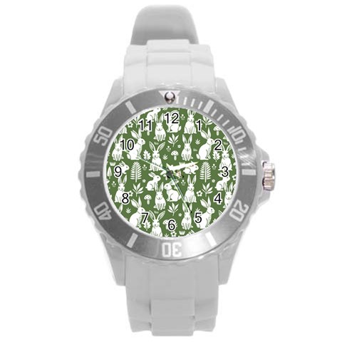 Easter bunny pattern Round Plastic Sport Watch (L) from ArtsNow.com Front