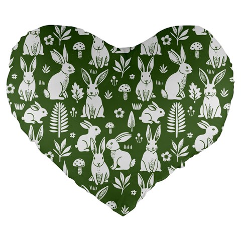 Easter bunny pattern Large 19  Premium Heart Shape Cushions from ArtsNow.com Front