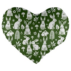 Easter bunny pattern Large 19  Premium Heart Shape Cushions from ArtsNow.com Front