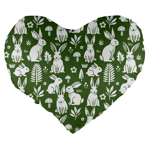 Easter bunny pattern Large 19  Premium Heart Shape Cushions from ArtsNow.com Back