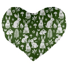 Easter bunny pattern Large 19  Premium Heart Shape Cushions from ArtsNow.com Back