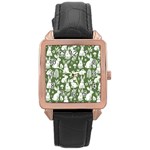 Easter bunny pattern Rose Gold Leather Watch 
