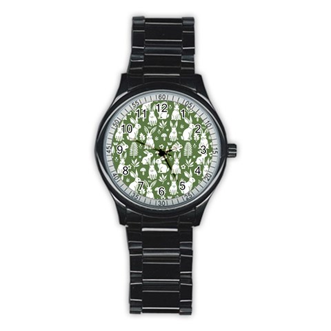 Easter bunny pattern Stainless Steel Round Watch from ArtsNow.com Front