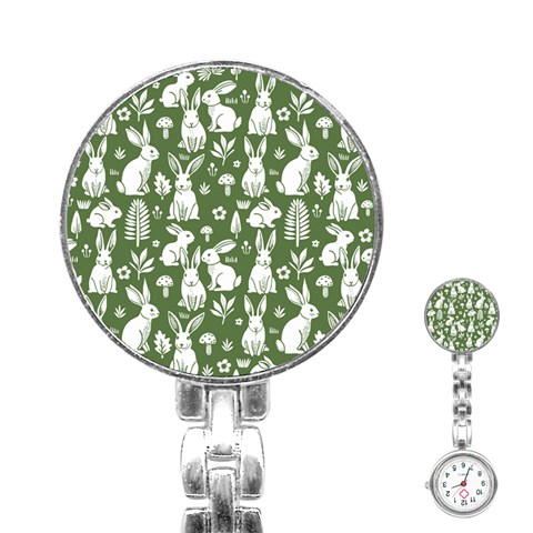 Easter bunny pattern Stainless Steel Nurses Watch from ArtsNow.com Front